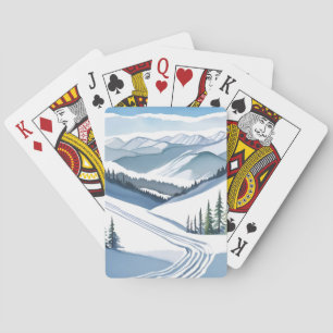 Ski Mountain Watercolor Playing Cards