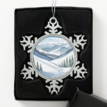 Ski Mountain Watercolor Snowflake Pewter Christmas Ornament<br><div class="desc">Ski Mountain Watercolor Snowflake Pewter Christmas Ornament!</div>