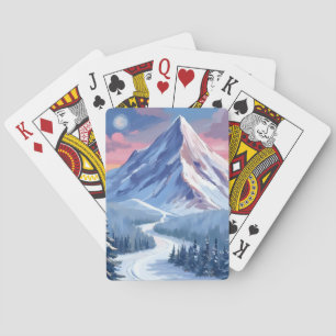 Ski Mountain Winter Nature Landscape Painting Playing Cards
