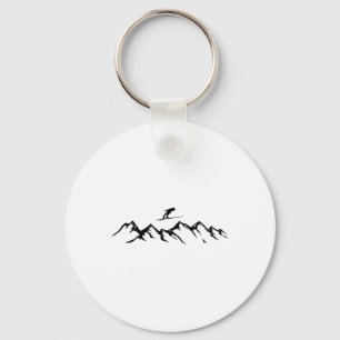 Ski Mountains Skier Alpine Skiing Keychain