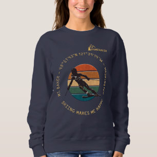 Ski Mt. Baker, Washington - Lady Skier Yellow Text Sweatshirt