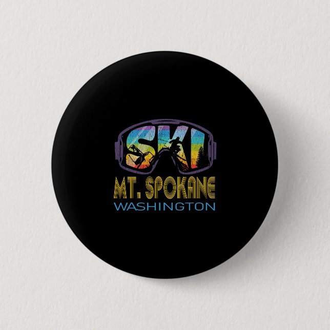 Ski Mt Spokane Washington Skiing Vacation  2 Inch Round Button (Front)