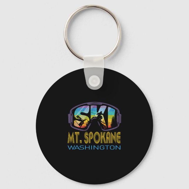 Ski Mt Spokane Washington Skiing Vacation  Keychain (Front)