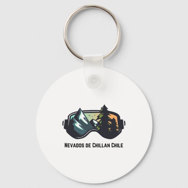 Ski Nevados De Chillan Chile Mountain Skiing T Men Keychain (Front)