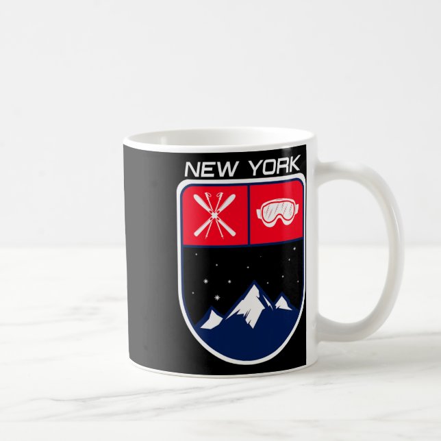 Ski New York Mountain Skiing Trail Skier Goggle Po Coffee Mug (Right)