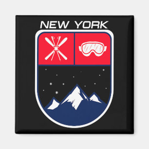 Ski New York Mountain Skiing Trail Skier Goggle Po Magnet