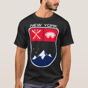Ski New York Mountain Skiing Trail Skier Goggle Po T-Shirt
