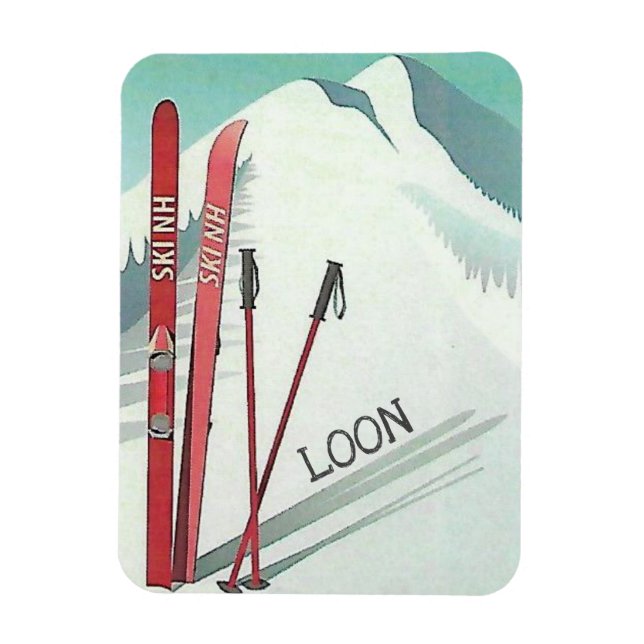 Ski NH Loon Mountain Vintage Ski Art Magnet (Vertical)