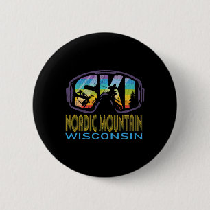Ski Nordic Mountain Wisconsin Skiing Vacation 2 Inch Round Button