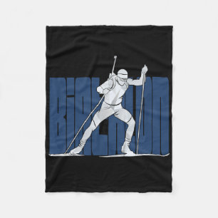 Ski Nordic Snow Winter Sports Skiing Biathlon Athl Fleece Blanket