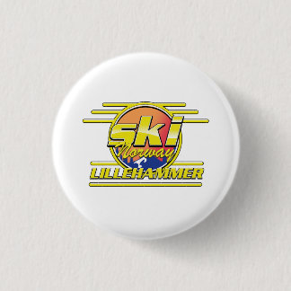 Ski Norway Lillehammer 80s vibe 1 Inch Round Button