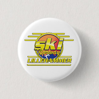 Ski Norway Lillehammer 80s vibe 1 Inch Round Button