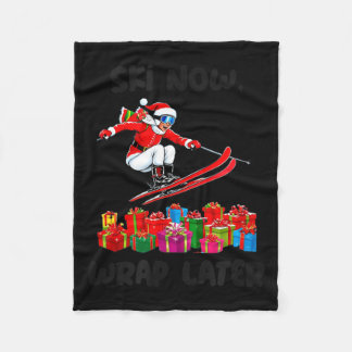 Ski now wrap later alpine skiing gift skier fleece blanket