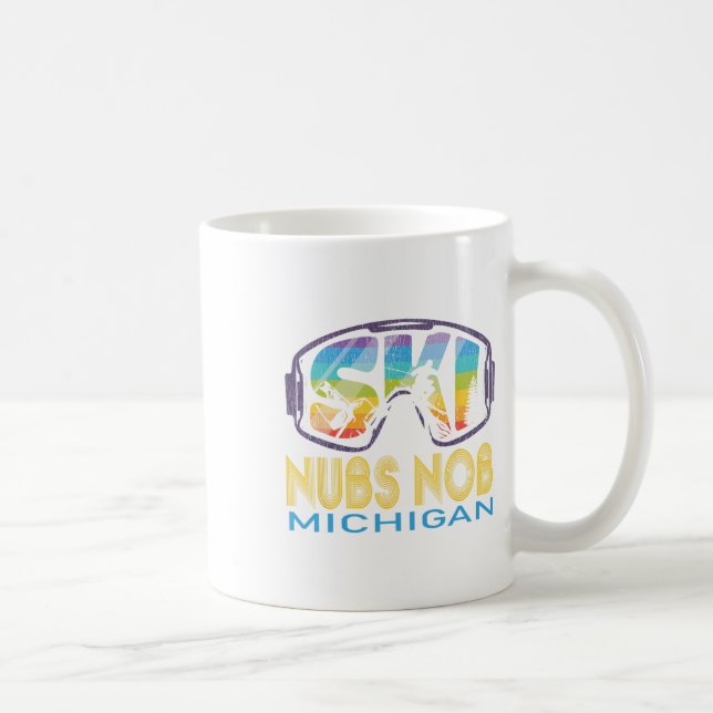 Ski Nubs Nob Michigan Skiing Vacation  Coffee Mug (Right)