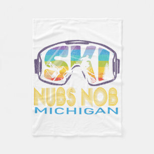 Ski Nubs Nob Michigan Skiing Vacation Fleece Blanket