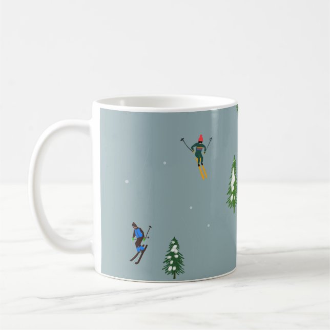  Ski Opening Christmas Skiing Holiday Skiers Blue Coffee Mug (Left)