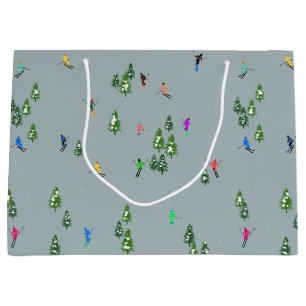 Ski Opening Christmas Skiing Holiday Skiers Blue Large Gift Bag