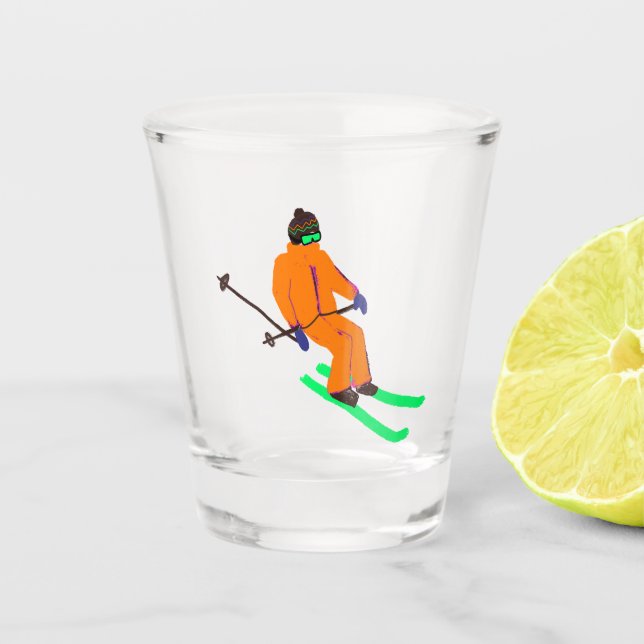  Ski Opening Skier Shot Glass (Front)