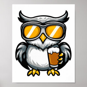 Ski Owl With Beer Apres Ski Comic Poster