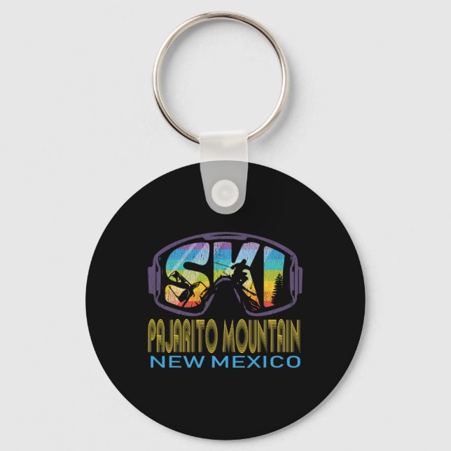 Ski Pajarito Mountain New Mexico Skiing Vacation  Keychain (Front)