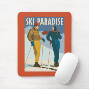 Ski Paradise Vintage  Print Mouse Pad