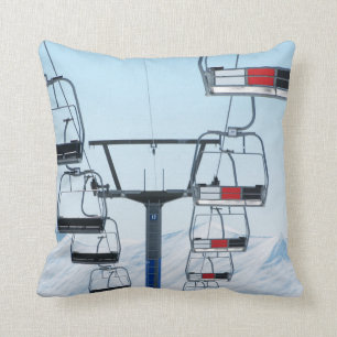 Ski Park Chairlifts Throw Pillow