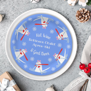 Ski Party Apres Ski Christmas Mice on Skis Paper Plate