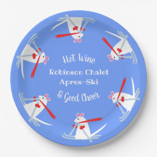 Ski Party Apres Ski Christmas Mice on Skis Paper Plate