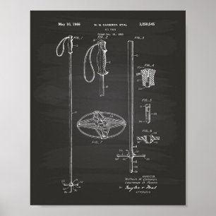 Ski Pole 1966 Patent Art Chalkboard Poster