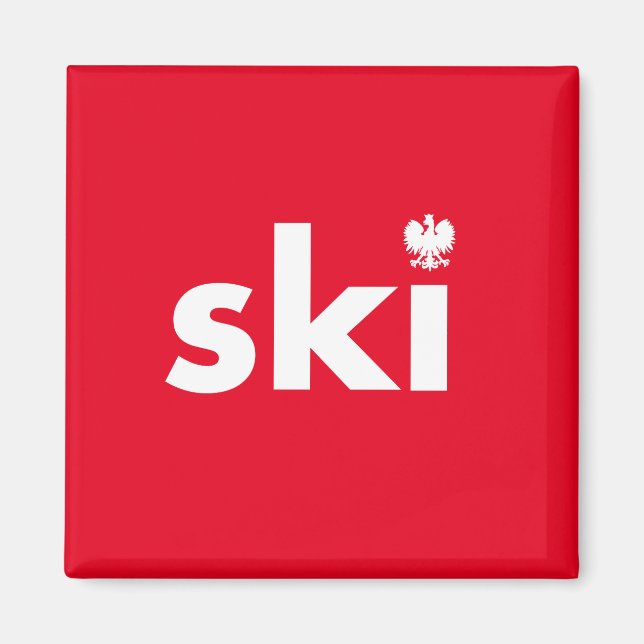 Ski Polonais Nom de famille Magnet (Devant)