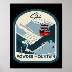 Ski Powder Mountain Retro Vintage Powder Mountain  Poster
