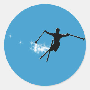 ski powder trail classic round sticker