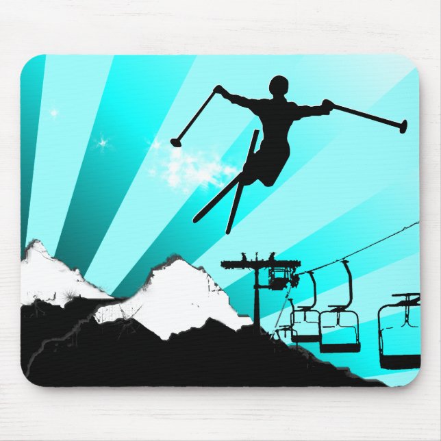 ski powder trail mouse pad (Front)