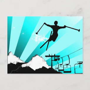 ski powder trail postcard