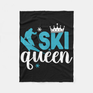 Ski Queen, Skiing Fleece Blanket