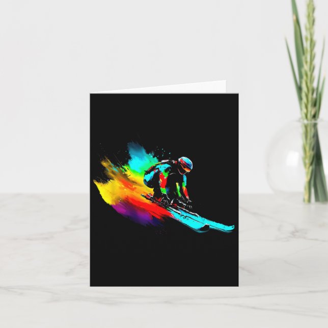 Ski Racing Rainbow  Card (Front)