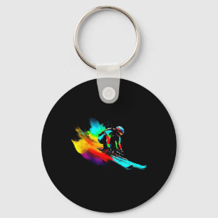 Ski Racing Rainbow  Keychain