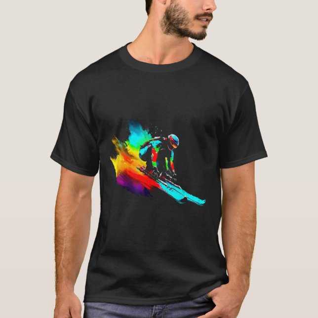 Ski Racing Rainbow  T-Shirt (Front)