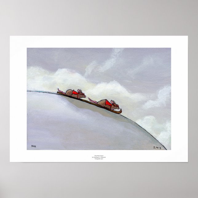 Ski racing rats fun uique art skiing rat painting poster (Front)