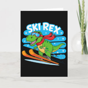 Ski Rex Funny Skiing Dinosaur Winter Sports Design Card
