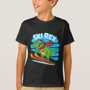 Ski Rex Funny Skiing Dinosaur Winter Sports Design T-Shirt
