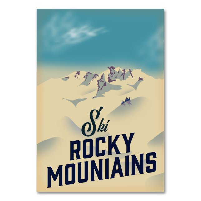 Ski Rocky Mountains USA Table Number (Front)