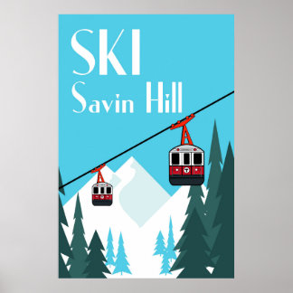 Ski Savin Hill Vintage Style Travel Poster