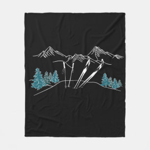 Ski Scene Resort Winter Sports Fleece Blanket