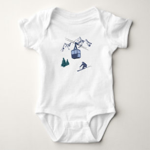 Ski Scene Winter Sports Baby Bodysuit