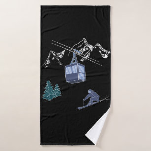 Ski Scene Winter Sports Bath Towel