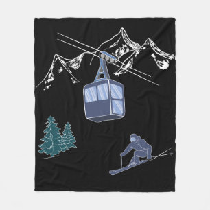 Ski Scene Winter Sports Fleece Blanket