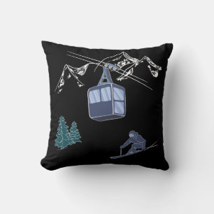 Ski Scene Winter Sports Throw Pillow
