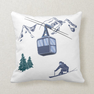 Ski Scene Winter Sports Throw Pillow