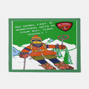 Ski School Funny Doormat